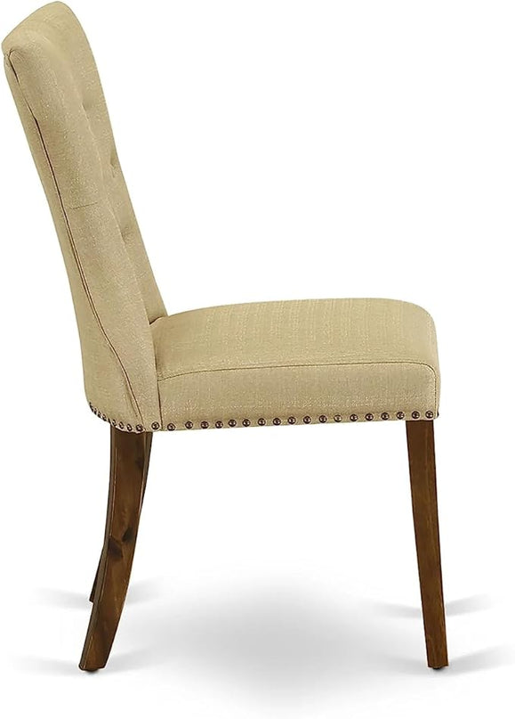 East West Furniture ANGA5-AWA-03 Antique 5 Piece Set for Small Spaces Consist of a Round Dining Room Table with Pedestal and 4 Parson Kitchen Chairs - LeafyLoom