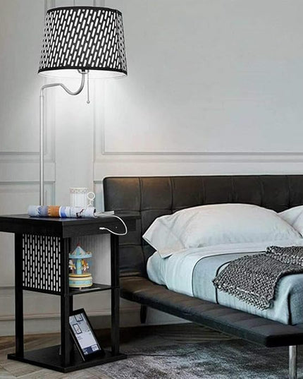 Brightech Madison w. Table & Lamp Combo, Desk Lamp with Wireless Charging Pad and USB Port, Bedside Reading Lamp, Nightstand Lamp with LED Bulb for Bedroom, Living Room, Office - Classic Black - LeafyLoom