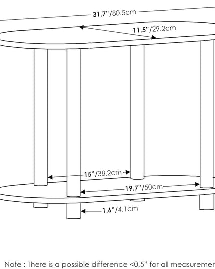 Furinno Turn-N-Tube No Tools Modern Oval Side Table, White/Virgin White - LeafyLoom