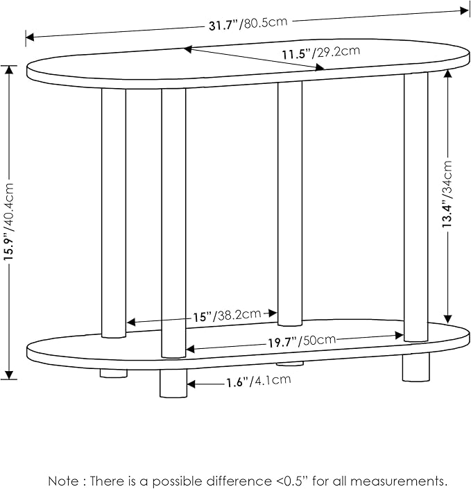 Furinno Turn-N-Tube No Tools Modern Oval Side Table, Bauhaus Oak/Beige - LeafyLoom