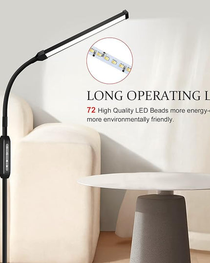 Led Floor Lamp for Eyelash Extensions Craft Task Floor Standing Light Adjustable Gooseneck Dimmable lash Reading Floor Lamp for Bedroom Office Black - LeafyLoom