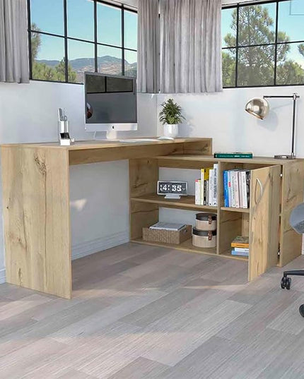 NicBex Kimberly-DW-00004-LWJ Home Office Desks, 59.6"x45.9"x30.1", Beige - LeafyLoom