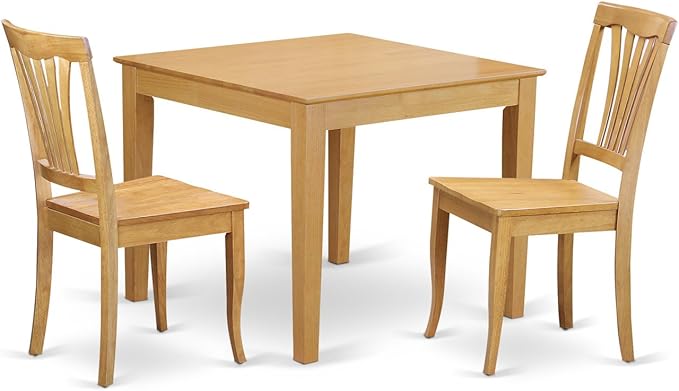 East West Furniture Oxford 3 Piece Kitchen Set Contains a Square Table and 2 Dining Room Chairs, 36x36 Inch, OXAV3-OAK-W - LeafyLoom