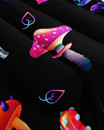 Colorful Mushroom Comforter Set Full Size Kids Mushroom Bedding Set Leaves Quilt Bed Set for Boys Girls Adults with 1 Comforter and 2 Pillowcases - LeafyLoom