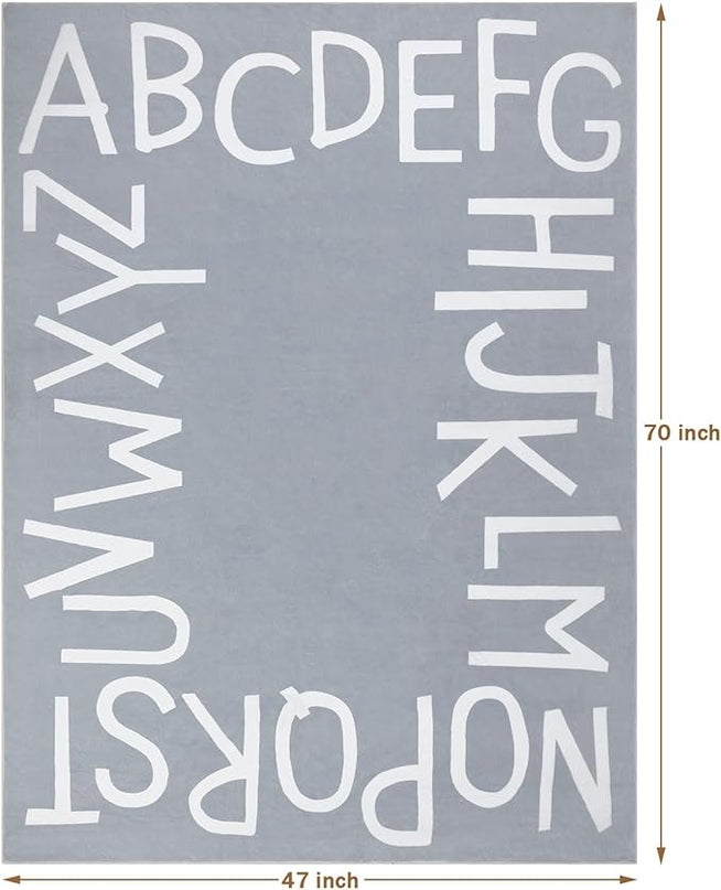 Topotdor Kids Play Rug Alphabet Nursery Area Rug Extra Large Soft Crawling Play Mat for Children Toddlers Bedroom (47x70 inch,Grey) - LeafyLoom