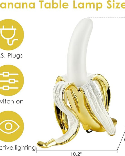 Modern Banana Table Lamp, Desk Lamp,Led Night Light Plating Resin Banana Lighting Fixture for Living Room, Bedroom,Home Office,Kids Room (Standing-Plated) - LeafyLoom