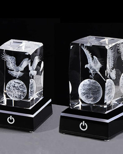 3D Crystals Eagle Gifts Decor Glass Figurine Eagle Stuff for Room Birthday for Best Friend Lovers Keepsake Paperweight - LeafyLoom