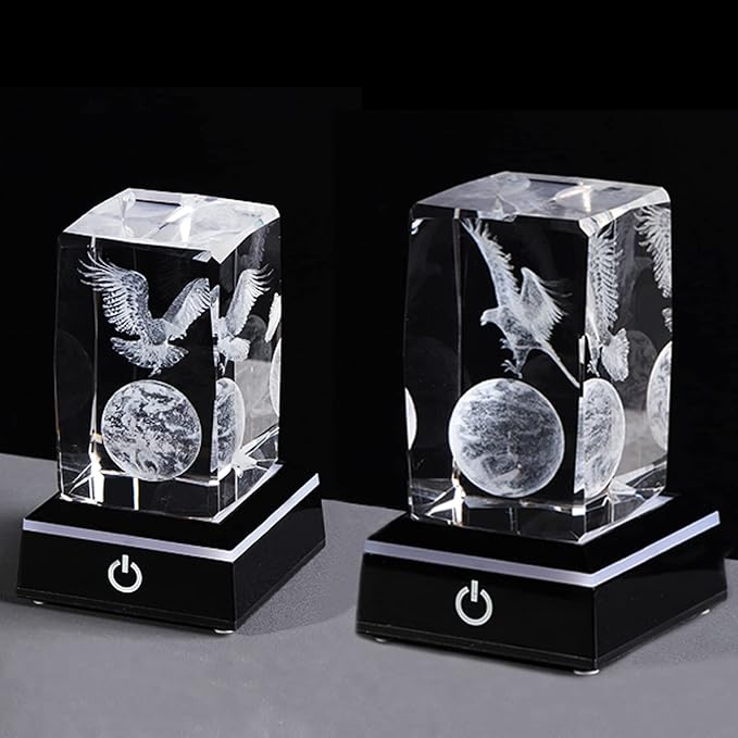 3D Crystals Eagle Gifts Decor Glass Figurine Eagle Stuff for Room Birthday for Best Friend Lovers Keepsake Paperweight - LeafyLoom