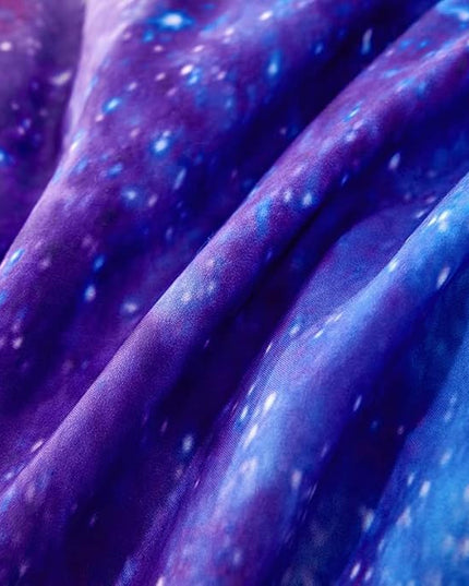 7PCS Purple Comforter Sets Queen,Girls Galaxy Comforter Queen,Girls Bed Sets Queen,Bed in a Bag with Flat Sheet and Fitted Sheet,Pillowcases,Cushions for Girls,Galaxy Bedding Sets - LeafyLoom