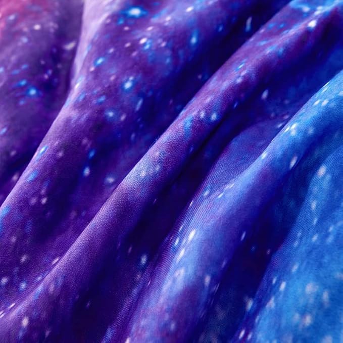 7PCS Purple Comforter Sets Queen,Girls Galaxy Comforter Queen,Girls Bed Sets Queen,Bed in a Bag with Flat Sheet and Fitted Sheet,Pillowcases,Cushions for Girls,Galaxy Bedding Sets - LeafyLoom