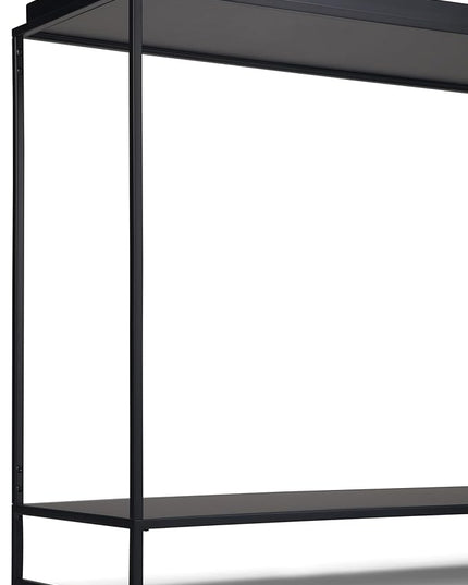 SIMPLIHOME Garner 47 inch Wide Metal Tray Top Console Sofa Entryway Table in Black, for the Living Room, Entryway and Bedroom - LeafyLoom