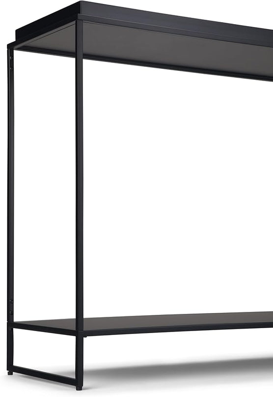 SIMPLIHOME Garner 47 inch Wide Metal Tray Top Console Sofa Entryway Table in Black, for the Living Room, Entryway and Bedroom - LeafyLoom