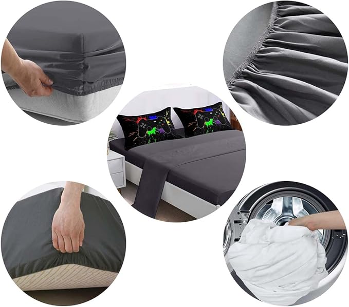 5 Pieces Gamer Comforter Set for Boys Gaming Bedding Set Twin Size,Video Game Controller Comforter for Boys Kids Adult 3D Gamepad Microfiber Bed in A Bag Sets3001,Twin - LeafyLoom