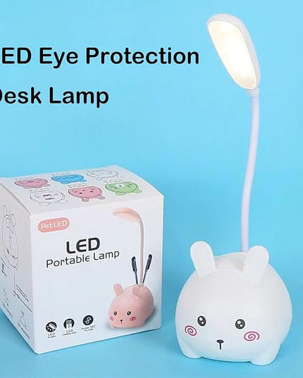 Cute LED Desk Lamp, LED Eye Protection Desk Lamp, Mini Rabbit Lamp, Portable LED Table Light, Foldable Kids Night Light for Bedroom, Living Room, Studing Room (White) - LeafyLoom
