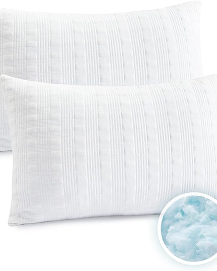 Cooling Pillows for Sleeping Standard Size Set of 2,Shredded Memory Foam Bed Pillow,Adjustable Loft Standard Pillow for Side & Back Sleeper-Medium Firm - LeafyLoom