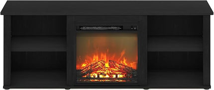 Furinno Classic 60 Inch TV Stand with Fireplace, Americano - LeafyLoom
