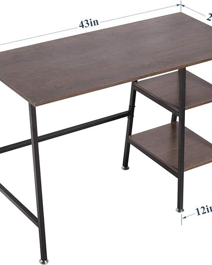 VECELO 43 Inch Computer Modern Student Writing Home-Office, Ladder Desk, Coffee+black Leg - LeafyLoom