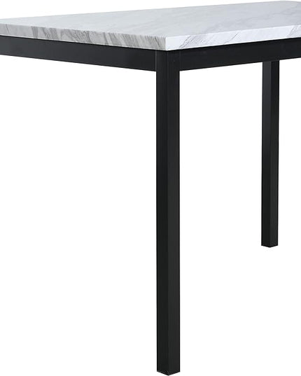 Roundhill Furniture Noyes Metal Dining Table with Laminated Faux Marble Top, 28.50 x 45.00 x 30.00 Inches, Off-white - LeafyLoom