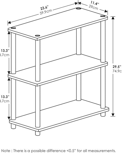 Furinno Turn-N-Tube Display Rack, 3-Tier Single, Black/Grey - LeafyLoom