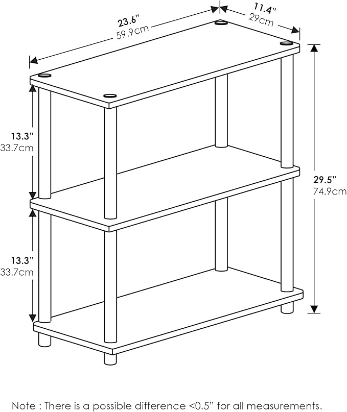 Furinno Turn-N-Tube Display Rack, 3-Tier Single, Black/Grey - LeafyLoom