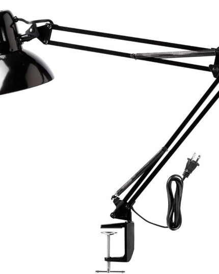 Globe Electric 12641 Architect 32" Swing-Arm Clamp-On Lamp, Black Architect, Finish, LED Bulb Included - LeafyLoom