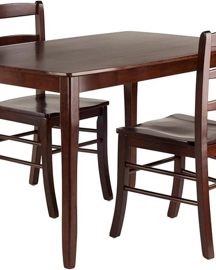 Winsome Inglewood 3-PC Set Table w/ 2 Ladderback Chairs Dining, Walnut - LeafyLoom