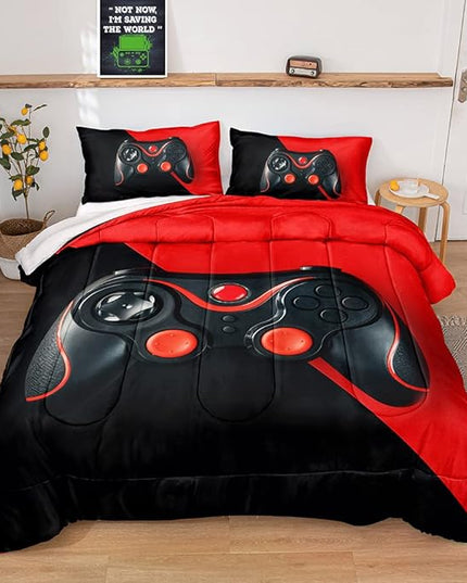 Gaming Comforter for Boys Teen,Game Contoller Bedding Set for Boys Kids,Down Alternative Comforter for All Season,Gamer Home Decor for Boys Comforter Set (Comforter-game40, Queen) - LeafyLoom