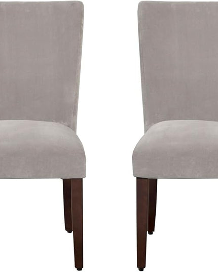 HomePop Parsons Classic Upholstered Accent Dining Chair, Set of 2, 19"D x 23.5"W x 38"H, Gray Velvet - LeafyLoom