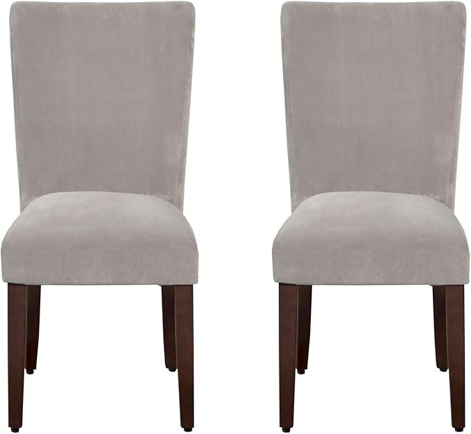 HomePop Parsons Classic Upholstered Accent Dining Chair, Set of 2, 19"D x 23.5"W x 38"H, Gray Velvet - LeafyLoom
