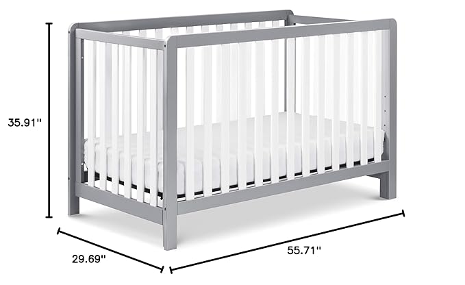 Carter's by DaVinci Colby 4-in-1 Low-Profile Convertible Crib in Grey and White, Greenguard Gold Certified - LeafyLoom