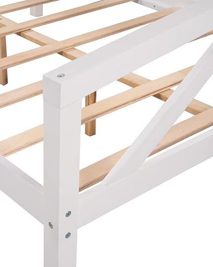 Jintop Full Size Daybed with Additional Storage Space,Sturdy Sofa Bed Frame W/ 8 Wood Slat Support,Easy to Install,for Teens Kids Girls Boys,Living Room Bedroom Apartment,White - LeafyLoom