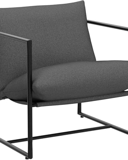 ZINUS Aidan Sling Accent Chair / Metal Framed Armchair with Shredded Foam Cushioning, Dark Grey - LeafyLoom
