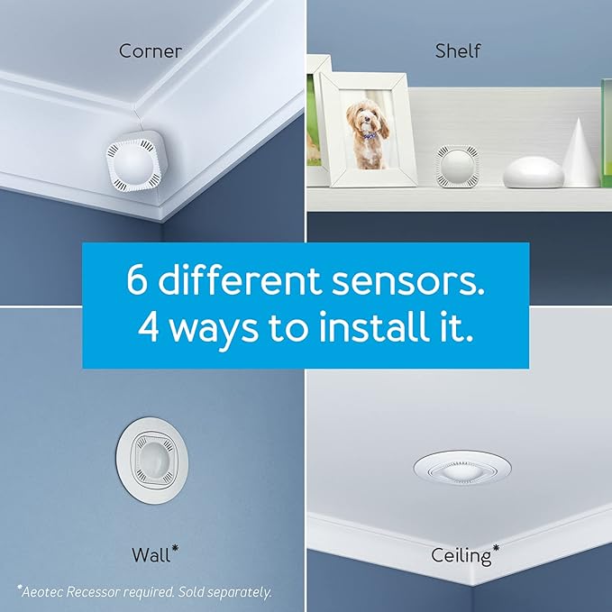 Aeotec MultiSensor 7, 6-in-1 Zwave Sensors Contains Monitor Motion, Temperature, Light, Humidity, UV, and Vibration, Z-Wave Plus, Gen7, S2, SmartStart Enabled, Compatible with Zwave Hub Smartthings Aeotec
