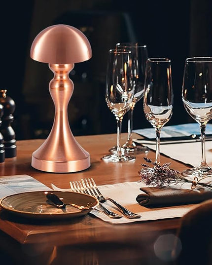 Portable LED Table Lamp, 3-Levels Brightness Metal Desk Lamp, 3 Color Touch Control Rechargeable Lamp, Night Light, Bedside Lamp,Dining Room Lamp (Rose Gold) - LeafyLoom