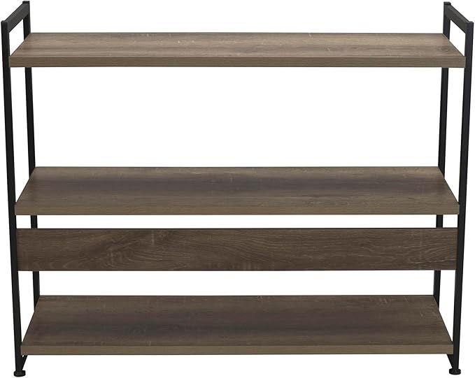 Household Essentials Ashwood 3 Tier Storage Shelf with Metal, Grey Shelves – Black Frame - LeafyLoom