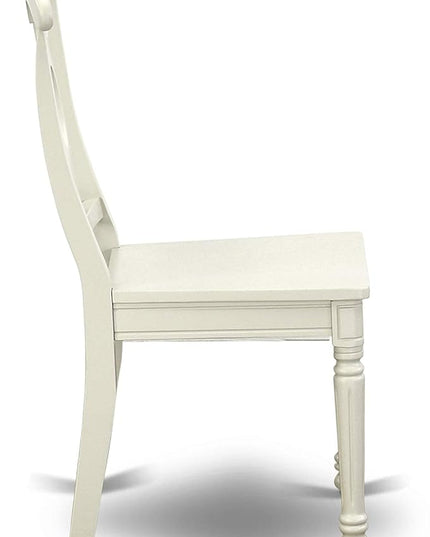 East West Furniture SUKE3-LWH-W Sudbury 3 Piece Kitchen Set for Small Spaces Contains a Round Table with Dropleaf & Shelves and 2 Dining Room Chairs, 42x42 Inch - LeafyLoom