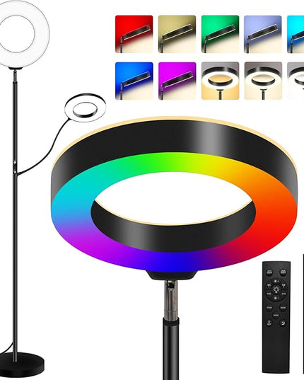 RGB Multicolour Modern Floor lamp Reading lamp Standing Sofa Lamps Lighting 7 Colors Changing Smart WiFi APP Remote Control for Bedroom Living Room Gaming Reading Learning Live Stream - LeafyLoom