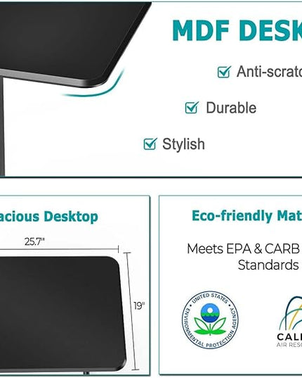 edx Small Standing Desk Mobile Portable Rolling Laptop Desk on Wheels, Adjustable Height for Home Office - LeafyLoom