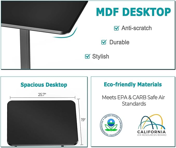 edx Small Standing Desk Mobile Portable Rolling Laptop Desk on Wheels, Adjustable Height for Home Office - LeafyLoom