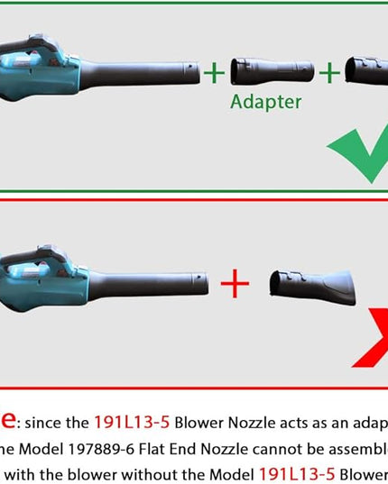 191L13-5 191B21-6 Blower Nozzle and 197889-6 Flat End Nozzle Compatible with Makita X2 36V hand held Blower, use for XBU02Z - one-click installation (GROUP) - LeafyLoom