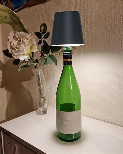 Wireless Wine Bottle Light Head, Portable LED Wireless Bottle Lamp with 3 Modes Light Dimming Pridola, Rechargeable Touch Control Wine Bottle for Any Bottle (Black) - LeafyLoom