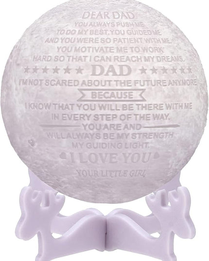 Personalized Bonus Step Father Gifts for SeniorsCool 3D Moon Lamp,Thank You Gifts Moon Decor for Best Dad from Daughter and Son,Moon Lights for Bedroom Birthday Gifts for Dad - LeafyLoom