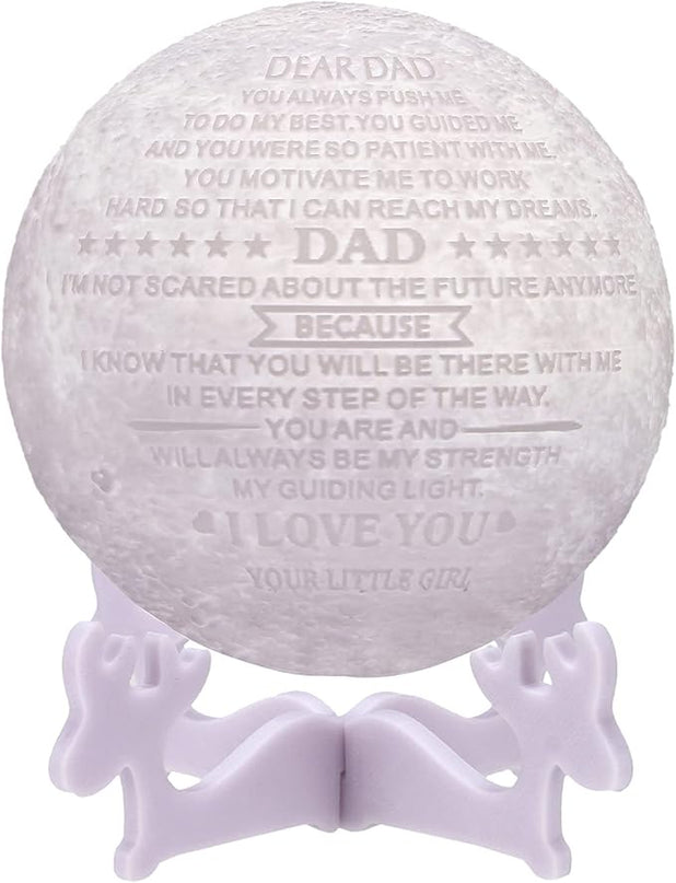 Personalized Bonus Step Father Gifts for SeniorsCool 3D Moon Lamp,Thank You Gifts Moon Decor for Best Dad from Daughter and Son,Moon Lights for Bedroom Birthday Gifts for Dad - LeafyLoom