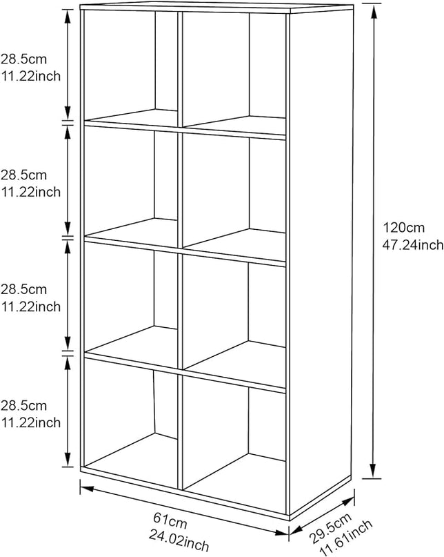 PACHIRA E-Commerce US Storage Cabinet 8-Cube, White Bookcase with Wooden Frame, Open Closet Standing Nursery Book Shelving Organizer Fits 11 Inch Storage Bin - LeafyLoom