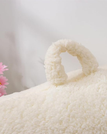 A Nice Night Sherpa Fleece Flannel Reading Pillow Bed Wedge Children Backrest with Arms Back Support for Sitting Up in Bed/Couch,White - LeafyLoom