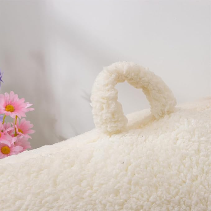 A Nice Night Sherpa Fleece Flannel Reading Pillow Bed Wedge Children Backrest with Arms Back Support for Sitting Up in Bed/Couch,White - LeafyLoom