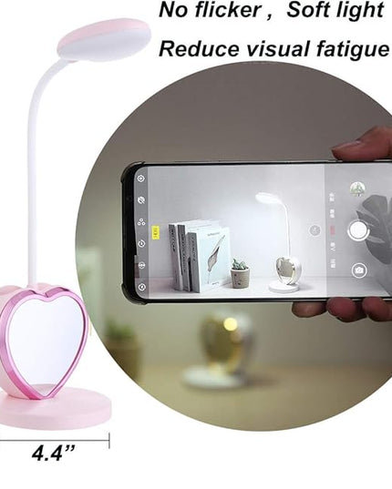 Pink Desk Lamp for Girls Bedroom Cute Desk Lamp 6 in 1 Eye-Caring Study Table Lamp for Kids Girls Women College Dorm Bedroom Reading,Stepless Dimming - LeafyLoom