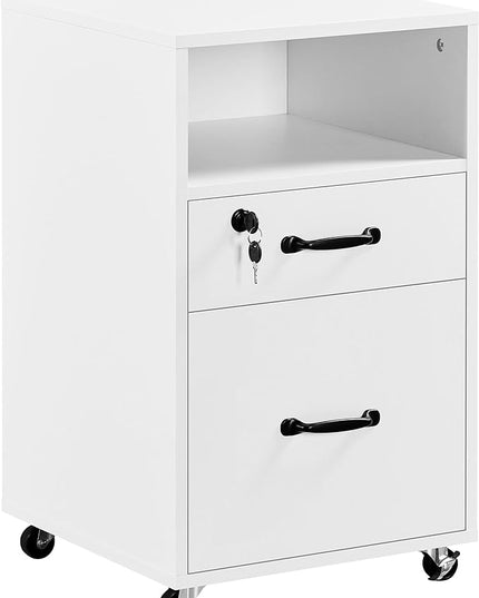 Yaheetech File Cabinet Vertical File Cabinets Mobile Letter Size File Storage Organizer Small Filing Cabinet Printer Stand for Home and Office White - LeafyLoom