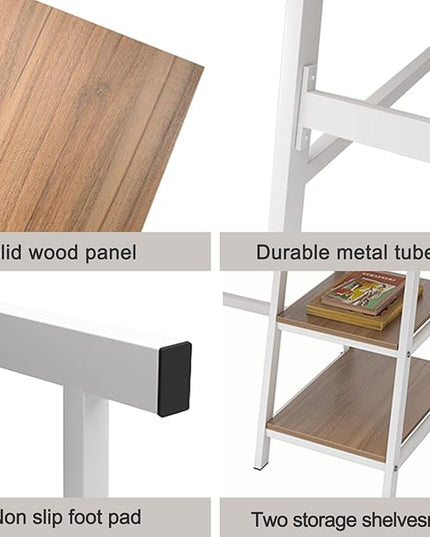 SogesHome Computer Desk 47inches Trestle Desk PC Desk with Shelf Office Desk Workstation for Home Office Use Writing Table, Oak, Tplus-120OK-SH - LeafyLoom