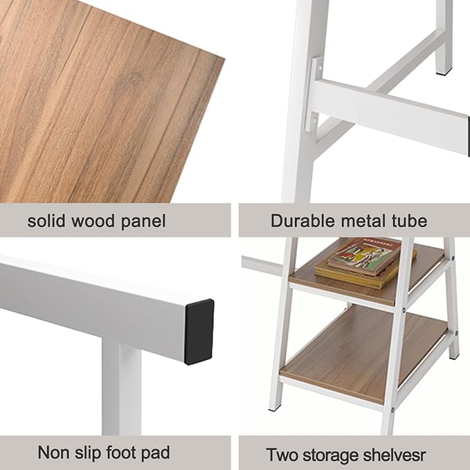 SogesHome Computer Desk 47inches Trestle Desk PC Desk with Shelf Office Desk Workstation for Home Office Use Writing Table, Oak, Tplus-120OK-SH - LeafyLoom